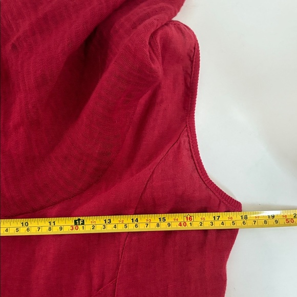 Inizio by portollc red linen blend midi sleeveless dress w cowl neck and pockets - Picture 14 of 16